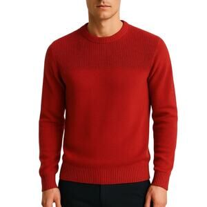 A.P.C. Men's Pima Cotton Sweater Mixed Knit Red Size S Preppy Quiet Luxury